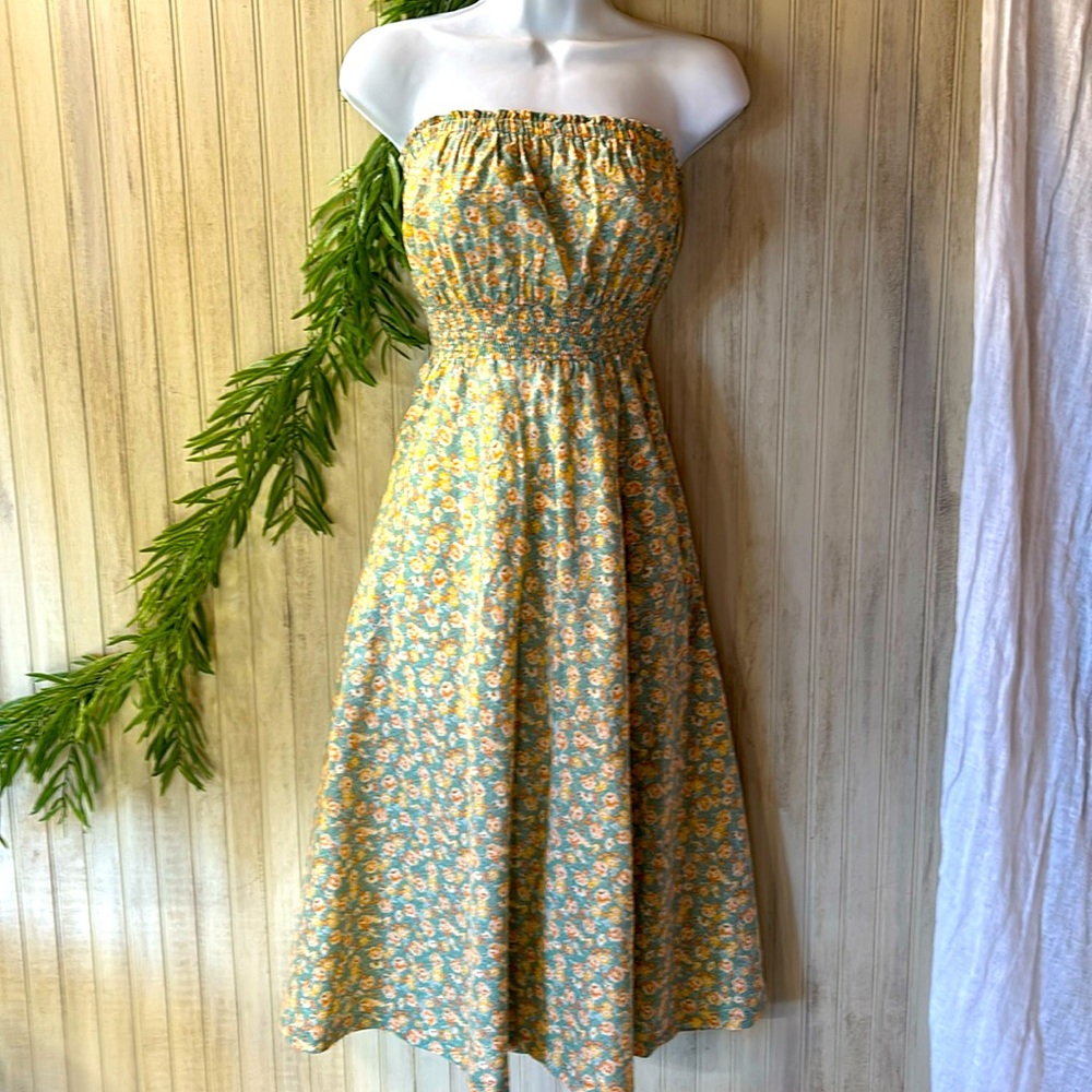 Sunshine By Sherry Holt Dress Womens Strapless Vintage 1975 Floral Multicolor XS